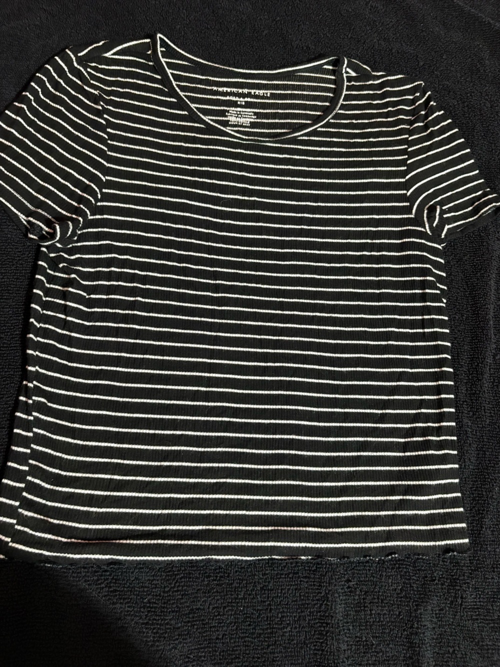 American Eagle Outfitters Black and White Ribbed Stripe Top